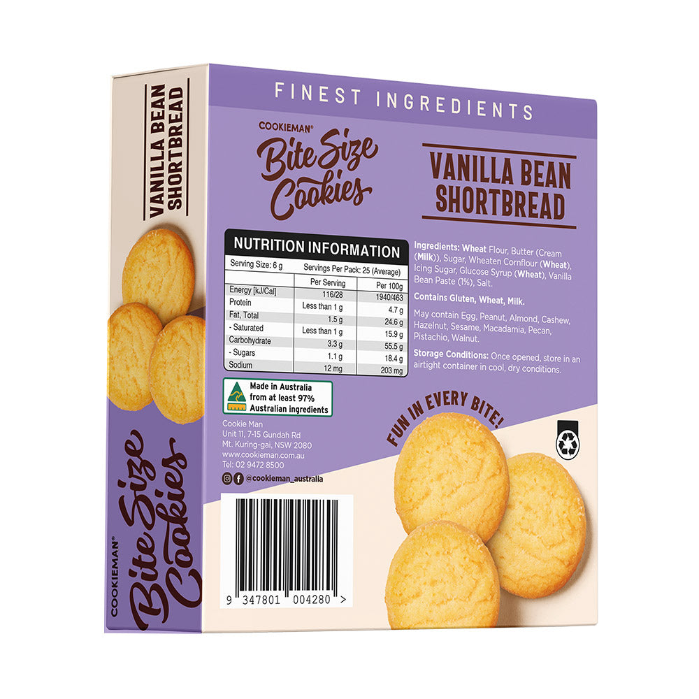 Vanilla Bean Shortbread Cookies Box 150g - Bite Size Biscuits