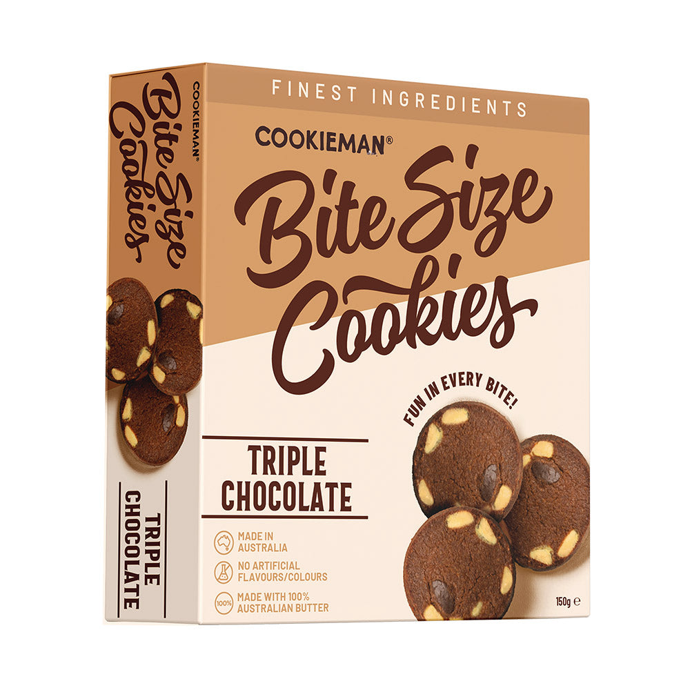 Triple Chocolate Cookies Box 150g - Bite Size Biscuits