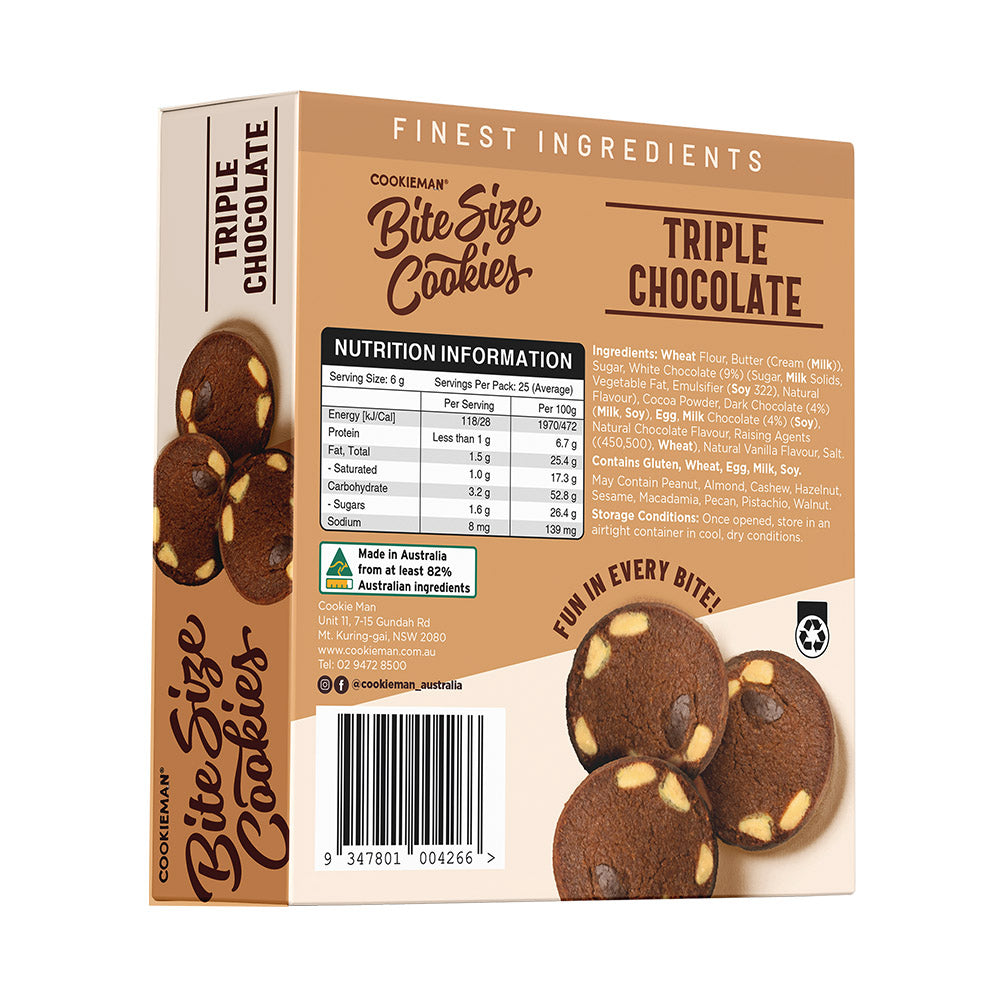 Triple Chocolate Cookies Box 150g - Bite Size Biscuits