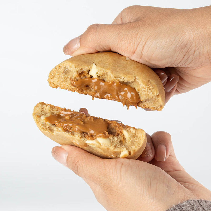 White Choc Caramel Loaded with Biscuit Butter 100g x 10 - Protein Cookies