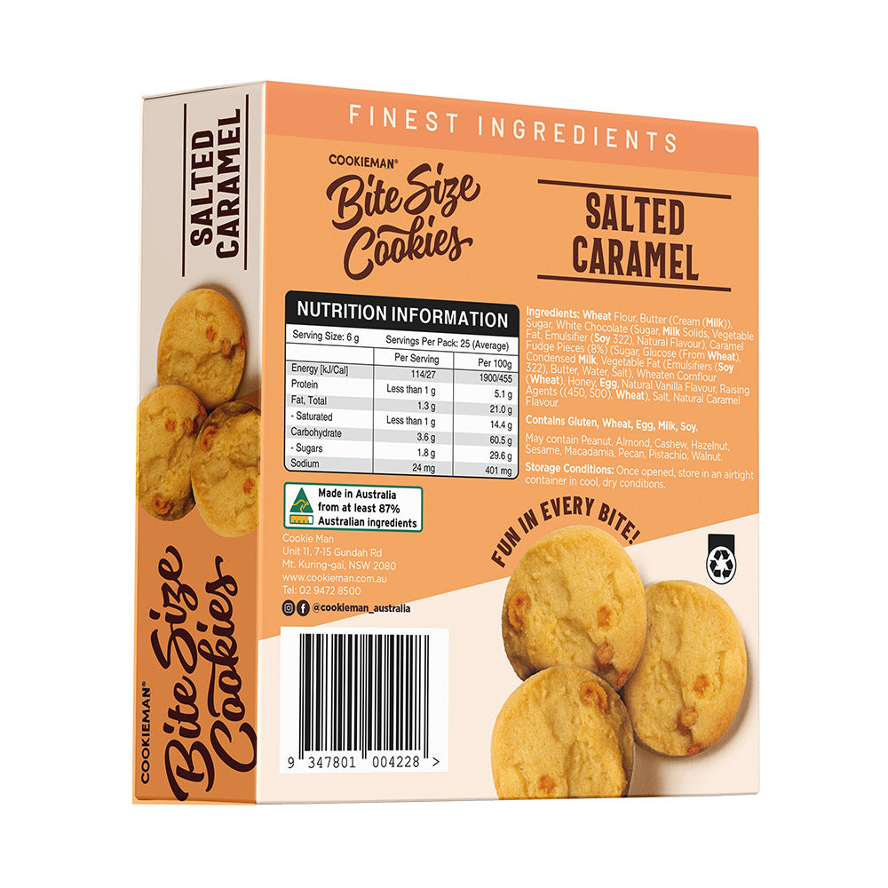 Salted Caramel Cookies Box 150g - Bite Size Biscuits