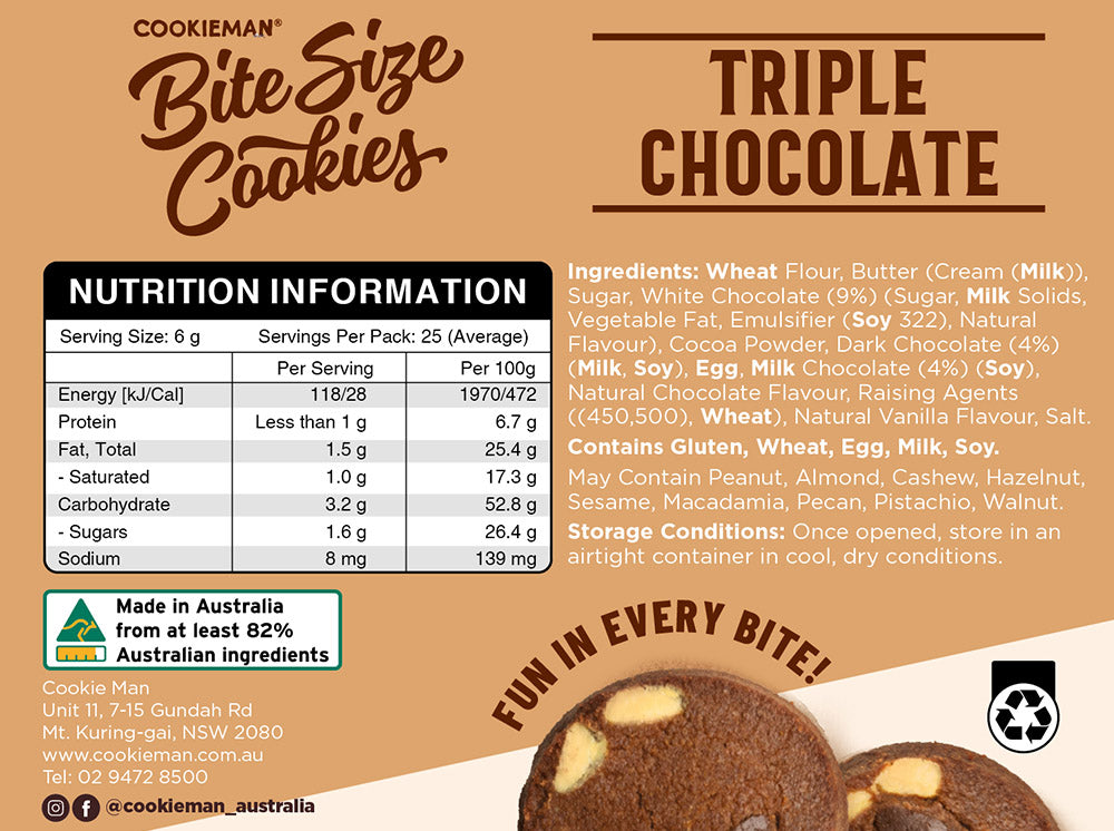 Triple Chocolate Cookies Box 150g - Bite Size Biscuits