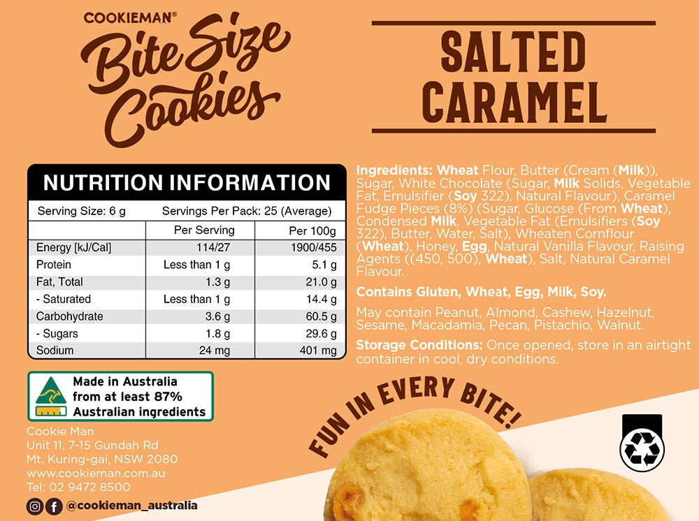 Salted Caramel Cookies Box 150g - Bite Size Biscuits