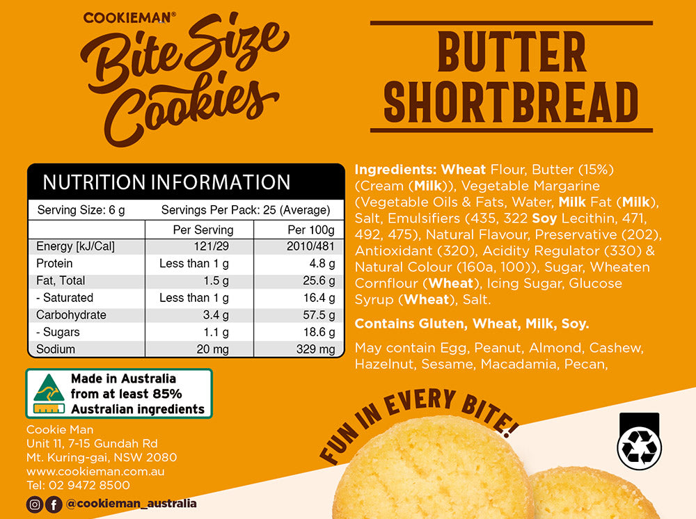 Butter Shortbread Cookies Box 150g - Bite Size Biscuits – Cookie Man ...