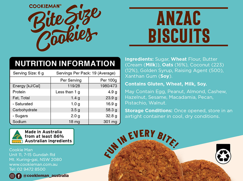 ANZAC Biscuits Box 110g - Bite Size Biscuits
