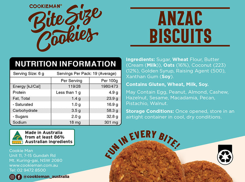 ANZAC Biscuits Box 110g - Bite Size Biscuits
