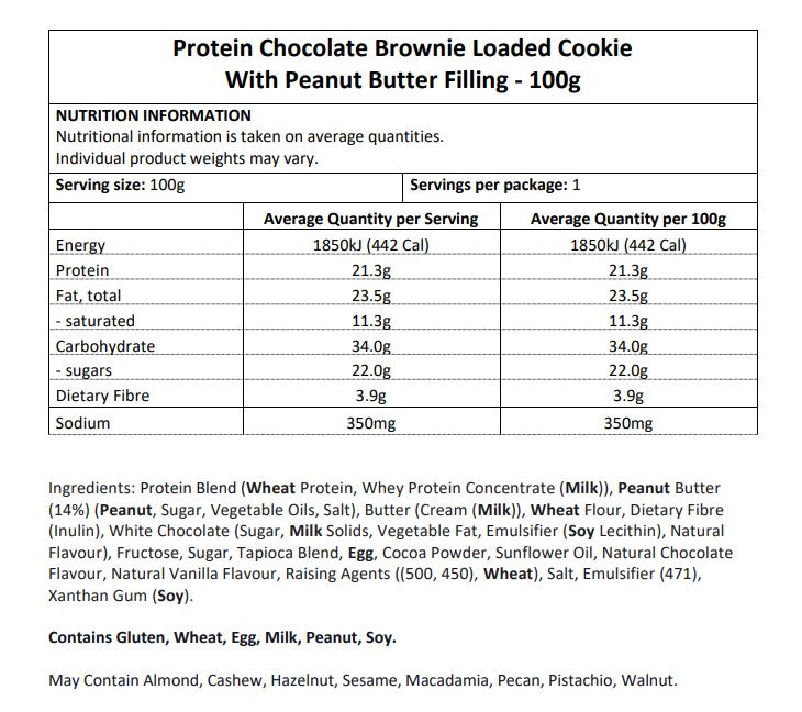 Chocolate Brownie Loaded with Peanut Butter 100g x 10 - Protein Cookies